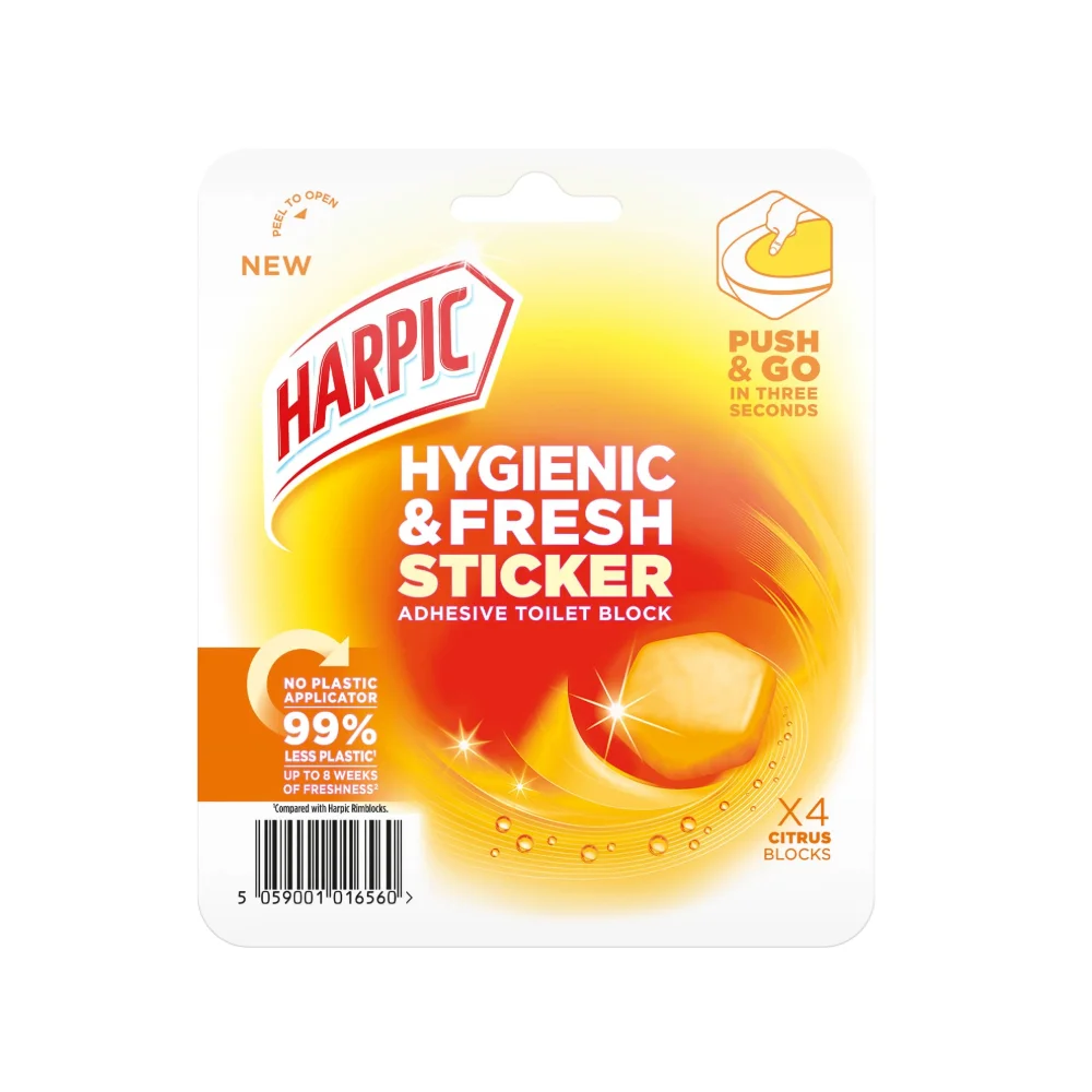 Harpic Hygiene & Fresh Toilet Block Stickers Citrus 12Grm Made in EU