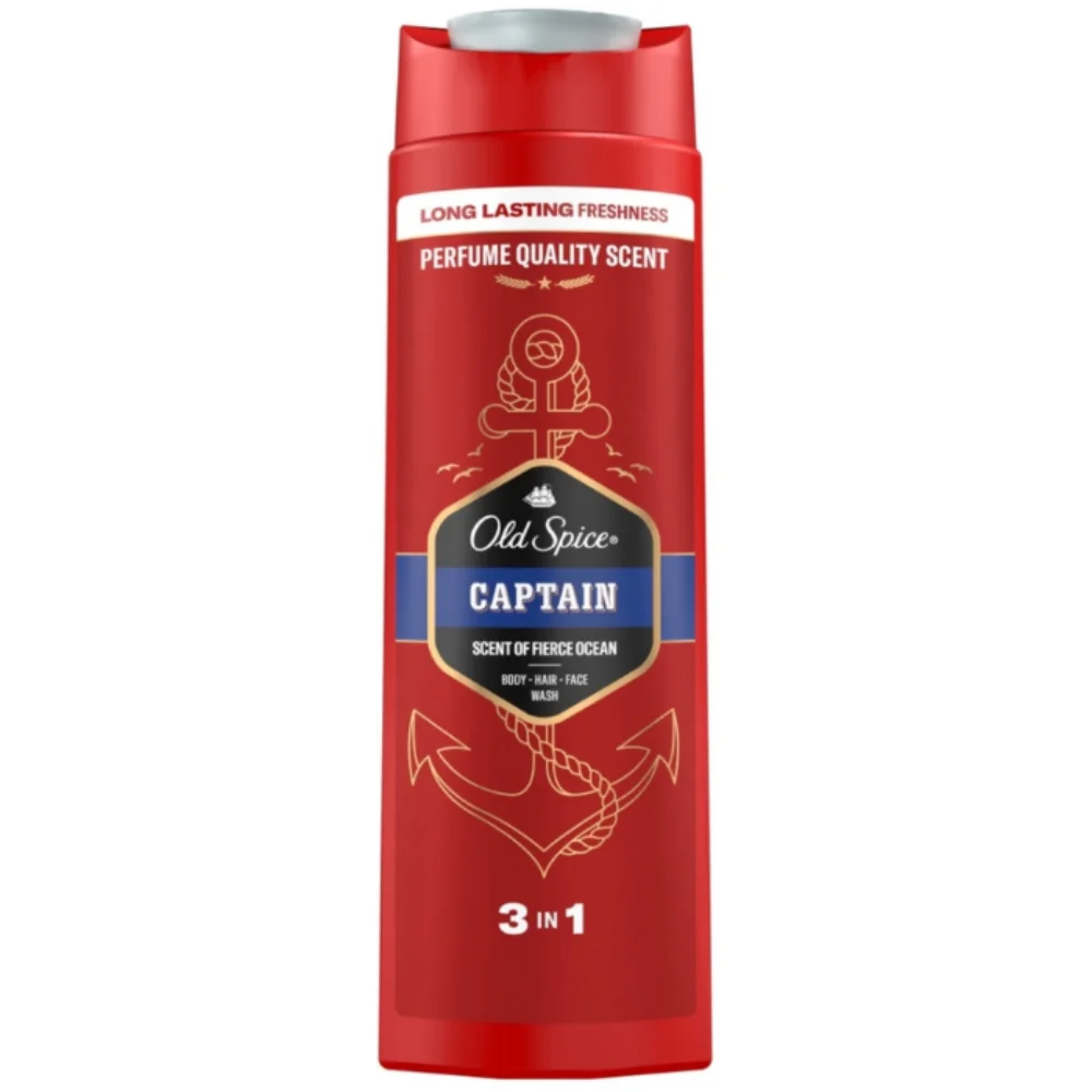 Old Spice Shampoo Face & Shower Gel Captain 400ML For Men