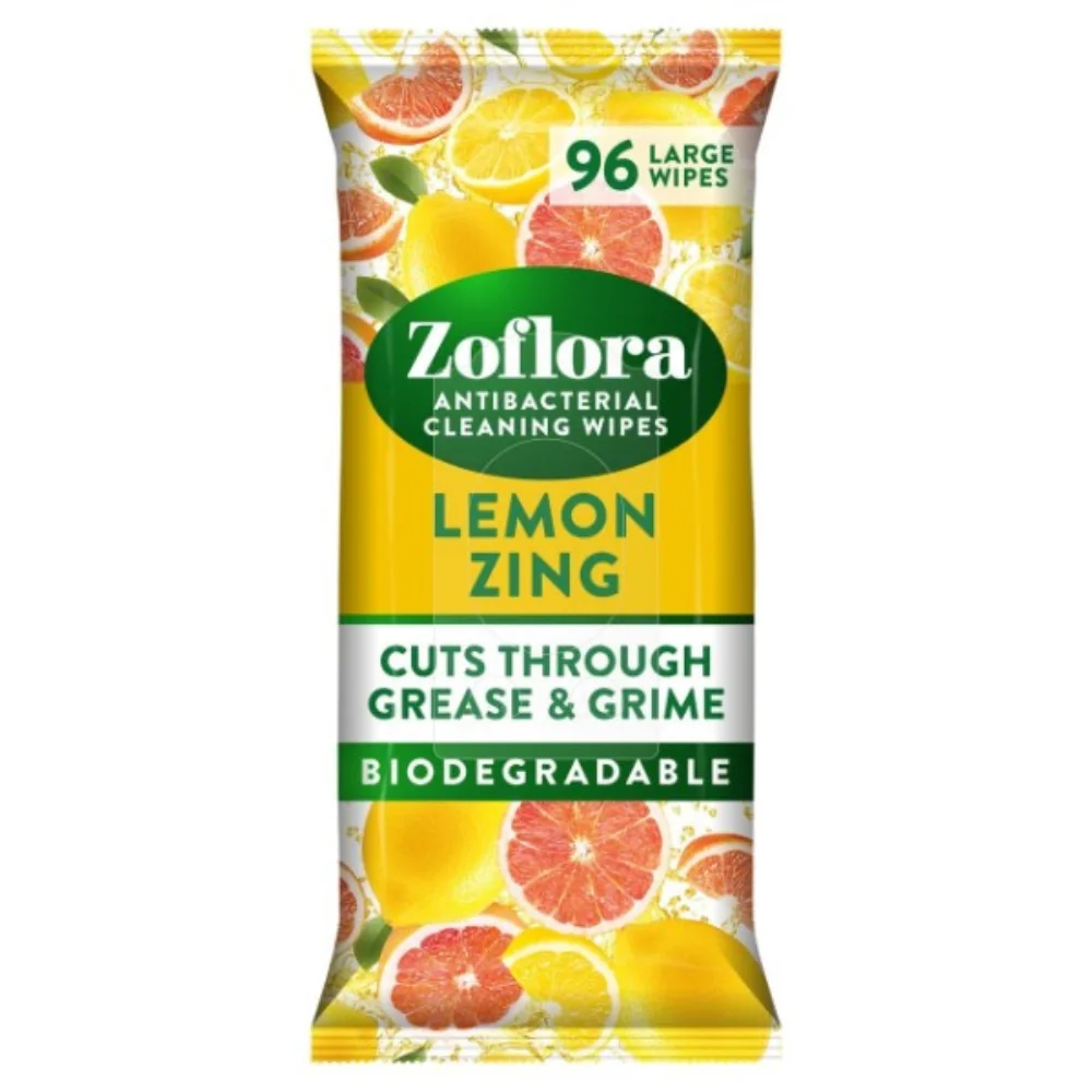 Zoflora Lemon Zing Disinfectant Wipes 96's Made in UK