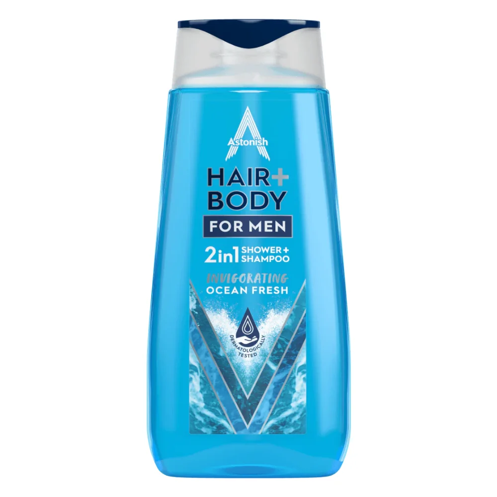 Astonish Hair + Body 2in1 For Men Made in UK 1 - PII Group Astonish Ocean Fresh Hair + Body 2in1 400ML For Men Made in UK