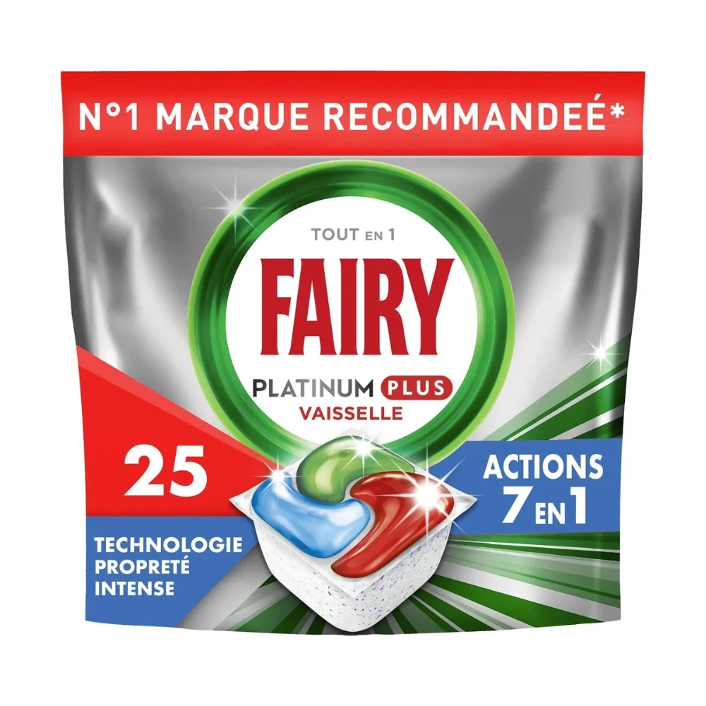 11335 - PII Group Fairy Platinum Plus All-in-One Dishwasher Tablets – 25 Tabs Made in Belgium