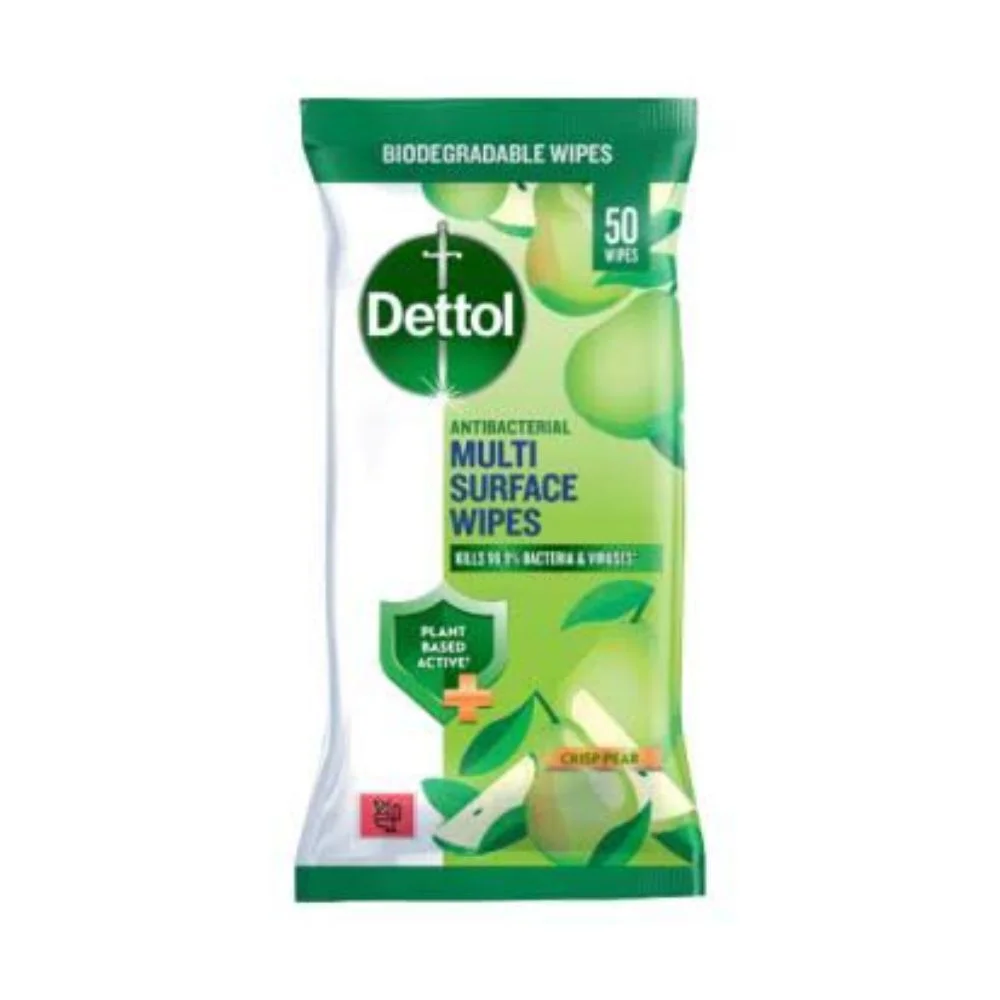 11356 - PII Group Dettol Clean Biodegradable Antibacterial Multi Surface Wipes Crisp Pear 50'S Made in Pollandd