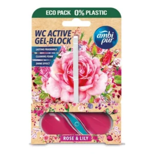 Ambi Pure Rose & Lily WC Active Gel-Block 45G Made in Spain