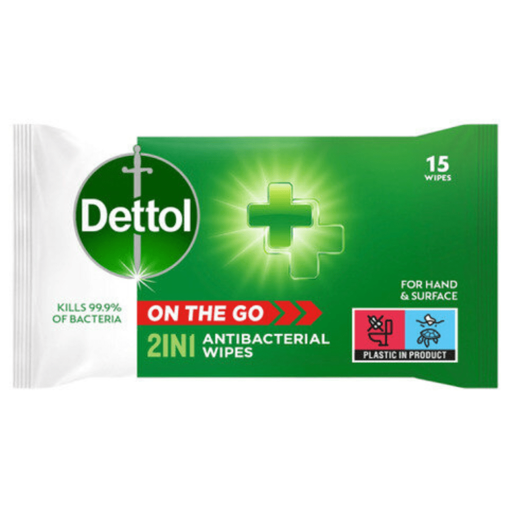 Dettol 2 in 1 Antibacterial Wipes 15's Made in EU