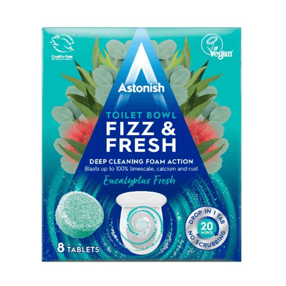 Astonish Fizz & Fresh Toilet Bowl Cleaner Tablets Eucalyptus Fresh 8's Made in UK