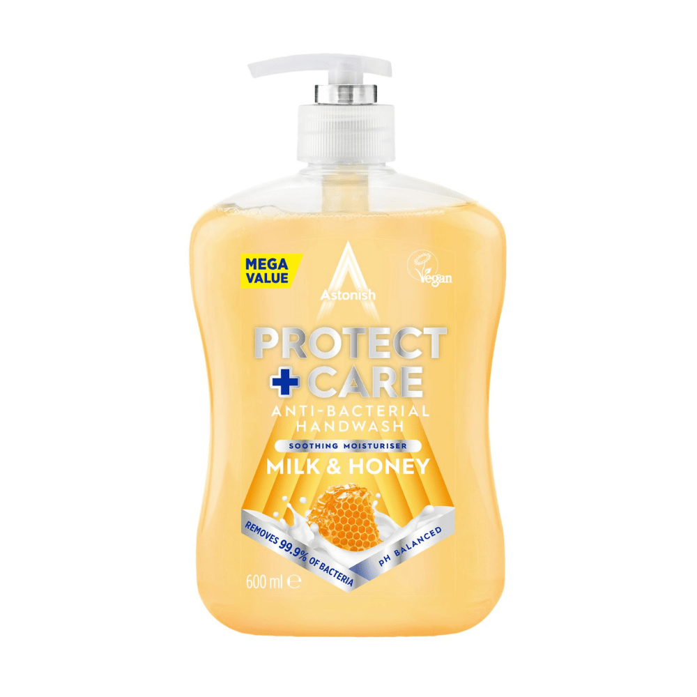 Astonish Milk & Honey Handwash Protect & Care Antibacterial 600ML Made in UK