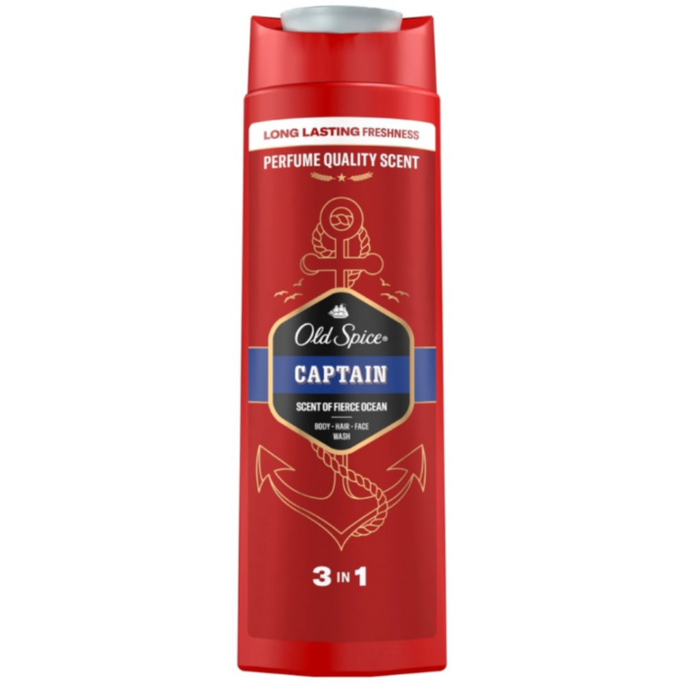 Old Spice Shampoo Face & Shower Gel Captain 400ML For Men